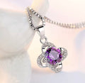 Purple flower pendant necklace