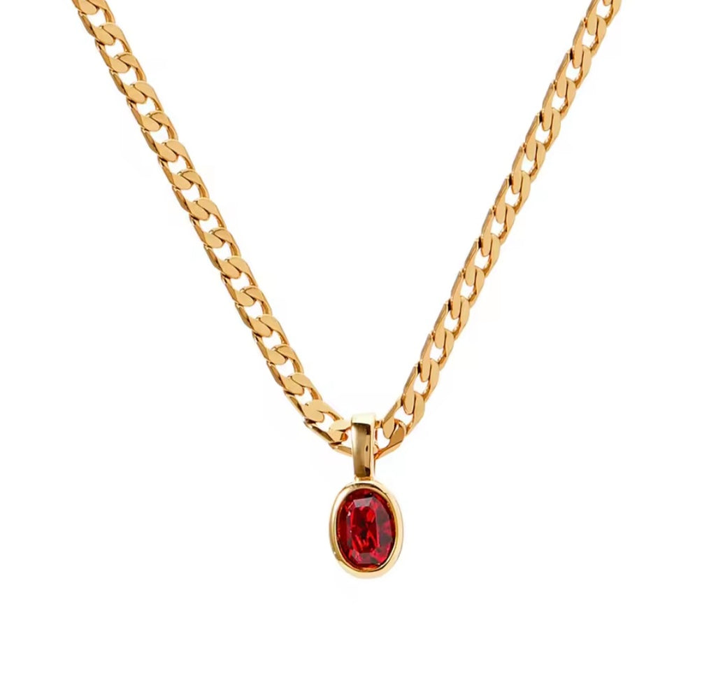Dainty stone pendant chain necklace