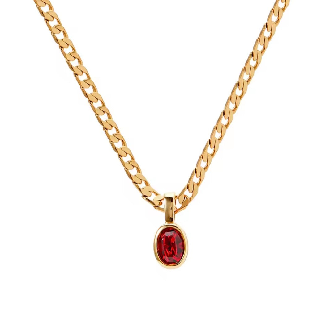 Dainty stone pendant chain necklace