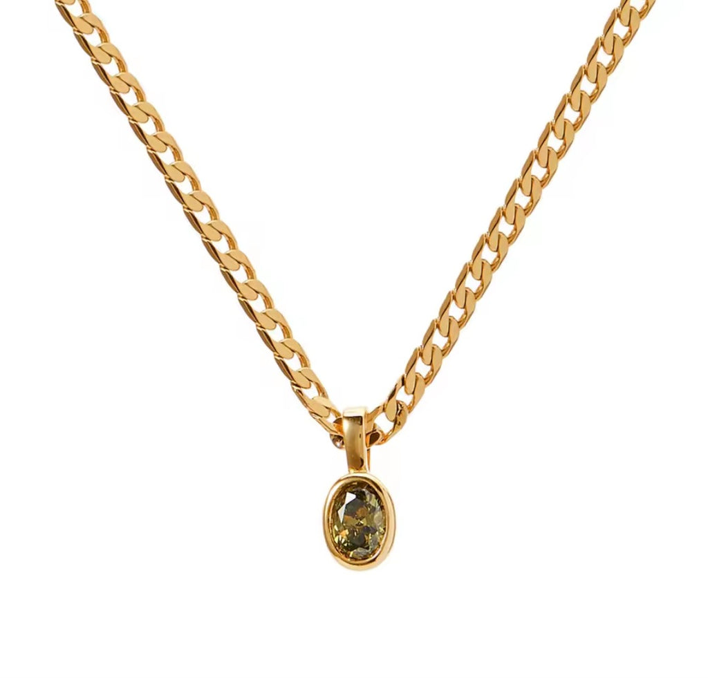 Dainty stone pendant chain necklace