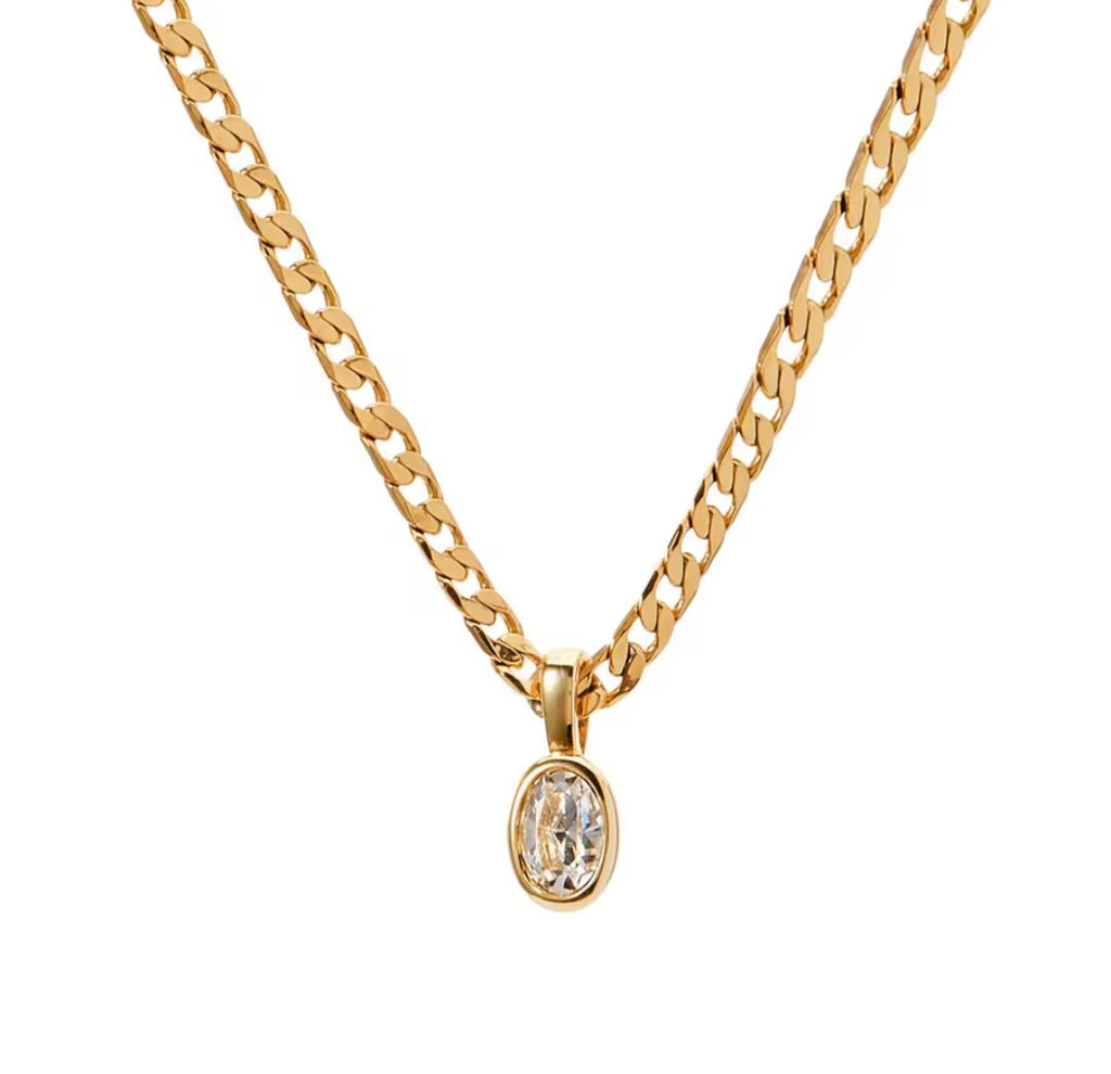 Dainty stone pendant chain necklace