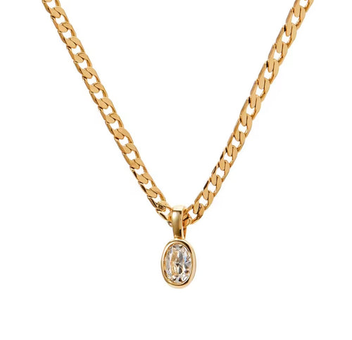 Dainty stone pendant chain necklace