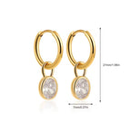 Oval zircon hoop earings