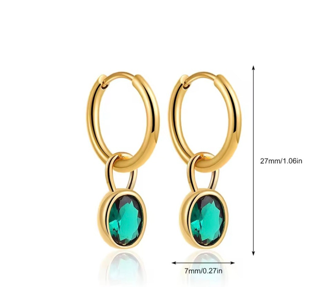 Oval zircon hoop earings