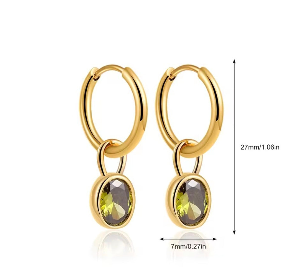 Oval zircon hoop earings