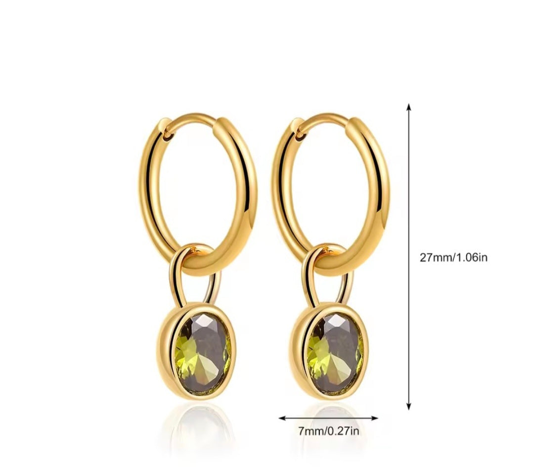 Oval zircon hoop earings
