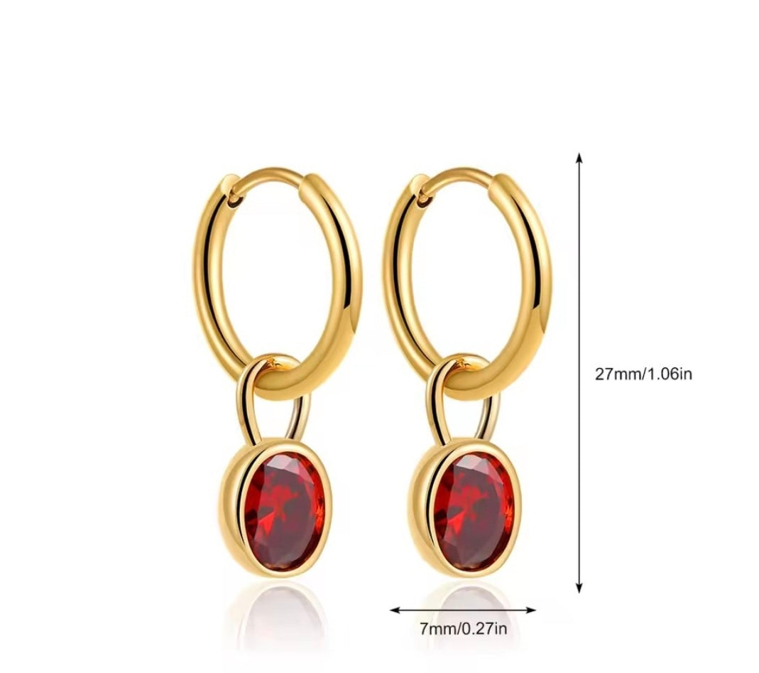 Oval zircon hoop earings